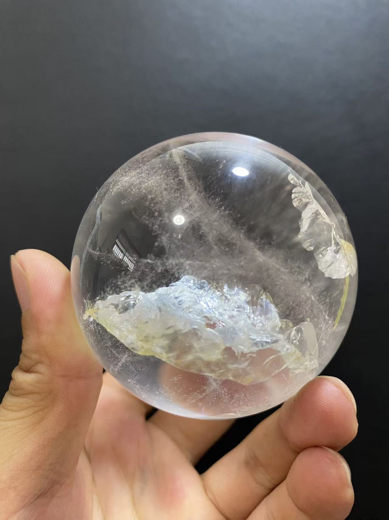 Natural Clear Quartz Sphere — Hand-Polished Crystal Ball for Home Decor
