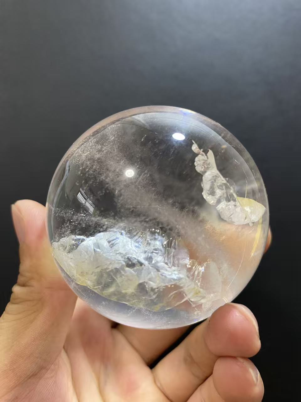Natural Clear Quartz Sphere — Hand-Polished Crystal Ball for Home Decor