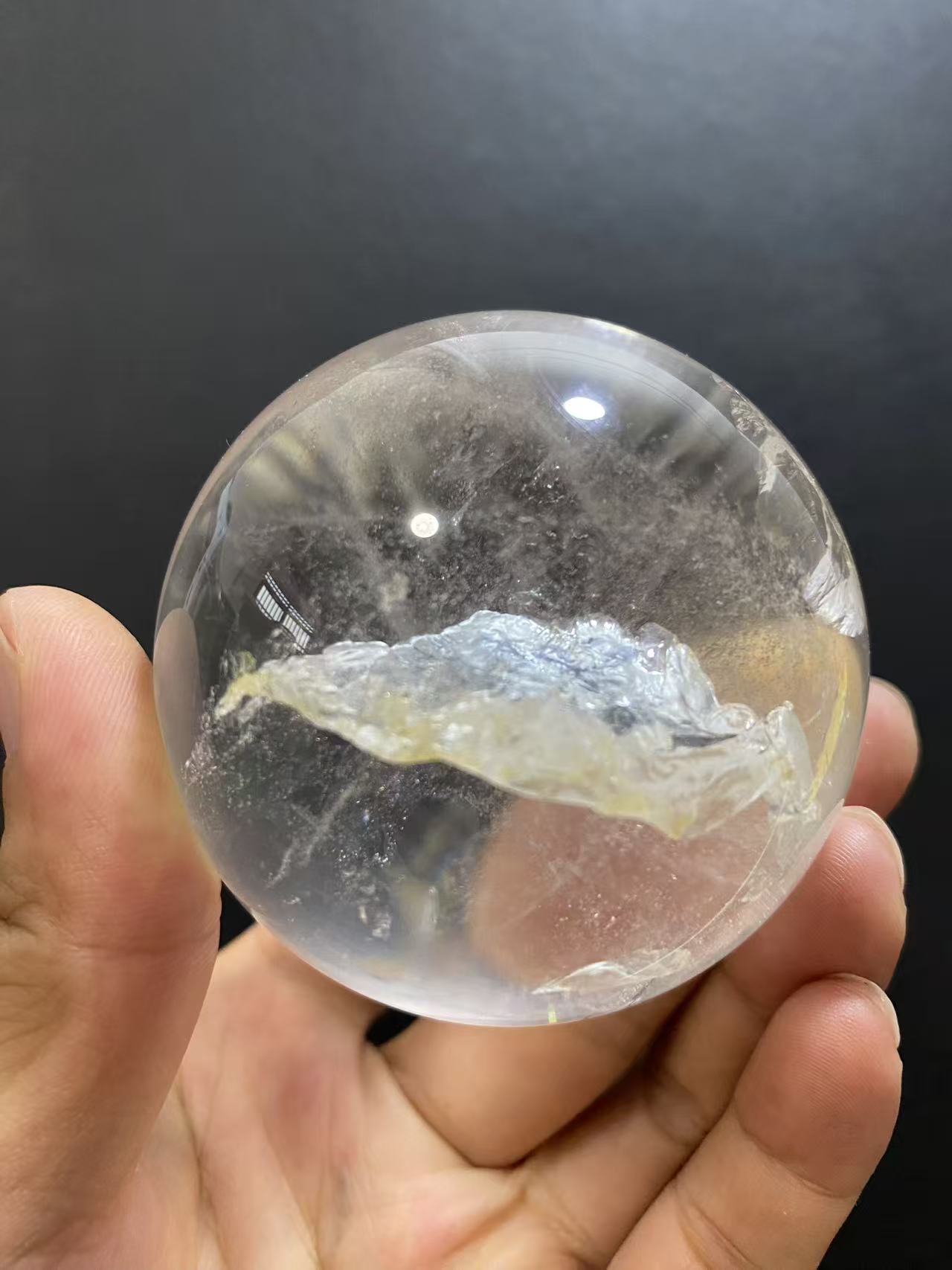 Natural Clear Quartz Sphere — Hand-Polished Crystal Ball for Home Decor