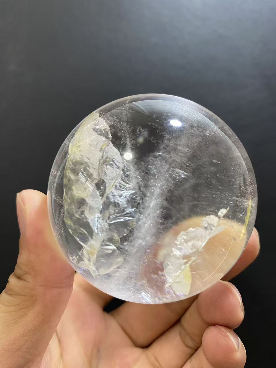 Natural Clear Quartz Sphere — Hand-Polished Crystal Ball for Home Decor