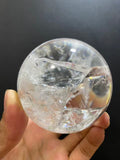 Natural Clear Quartz with Internal Fracture Patterns | Polished Crystal Sphere, Room Decor