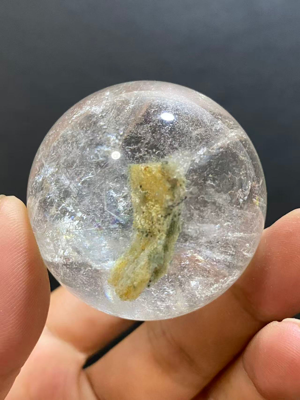 Natural Phantom Quartz Sphere with Multi-Layer Inclusions — Hand-Polished Crystal Ball for Home Decor