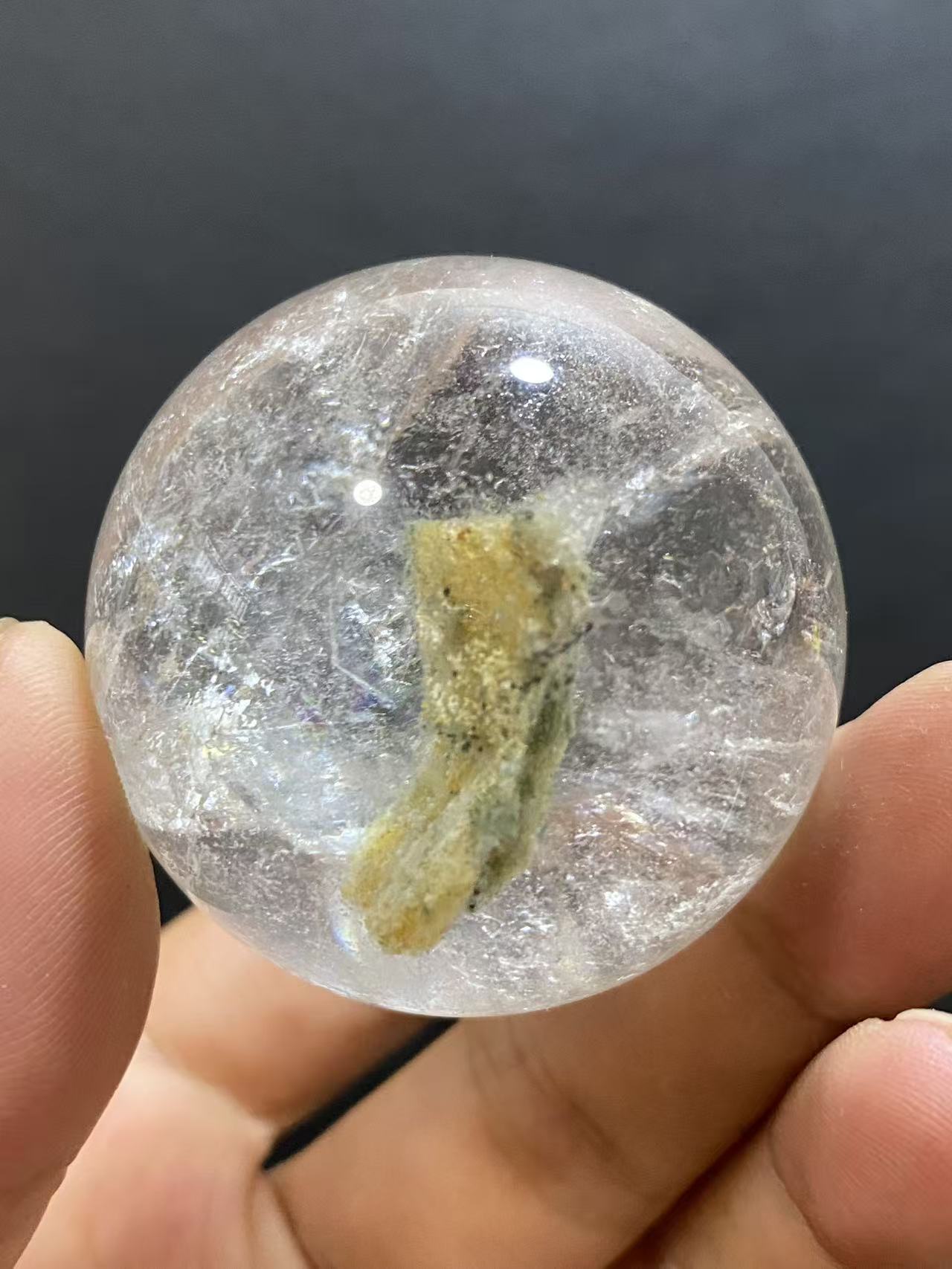 Natural Phantom Quartz Sphere with Multi-Layer Inclusions — Hand-Polished Crystal Ball for Home Decor