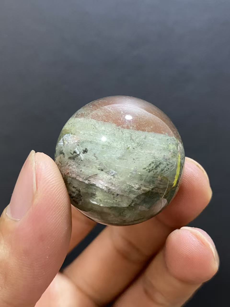 Natural Green Phantom Quartz Sphere — Hand-Polished Crystal Ball for Home Decor
