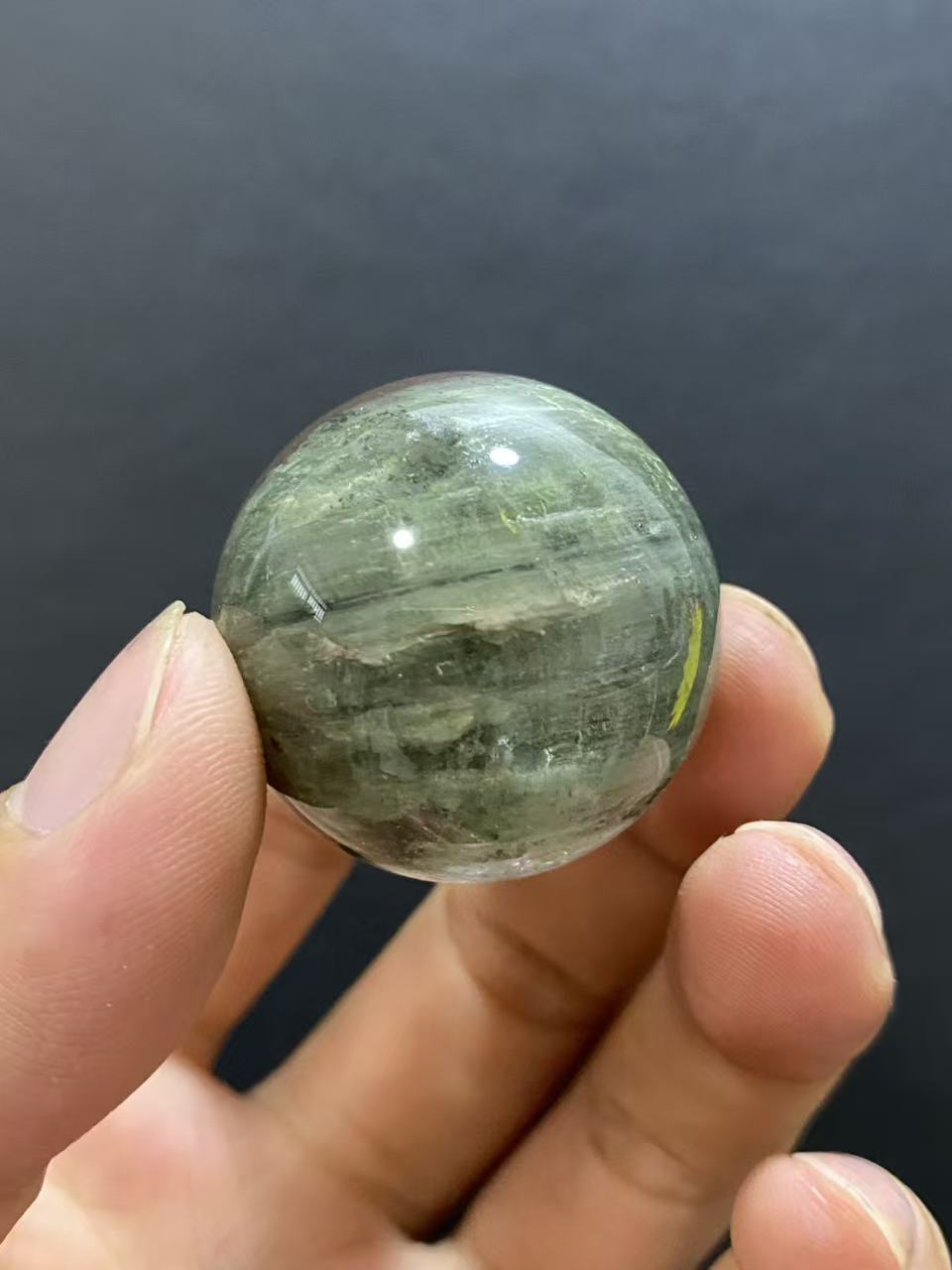 Natural Green Phantom Quartz Sphere — Hand-Polished Crystal Ball for Home Decor