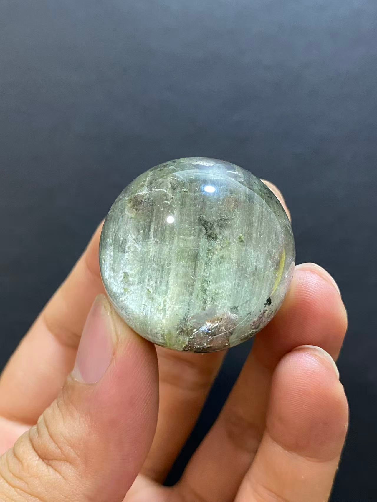 Natural Green Phantom Quartz Sphere — Hand-Polished Crystal Ball for Home Decor