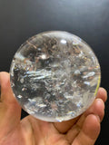 Natural White Quartz Crystal Ball with Inner Rainbow | Hand-Polished Sphere for Shelf Decor