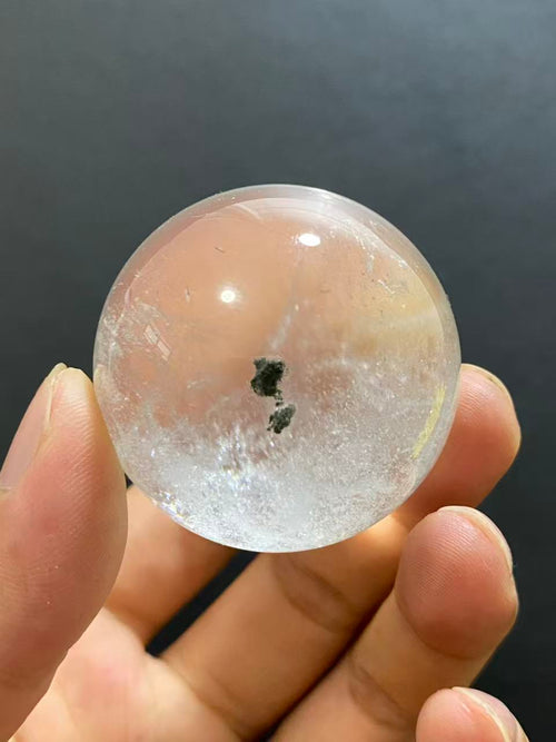 Natural Clear Quartz Sphere With Minor Green Phantom Inclusions, Decorative Mineral Ornament