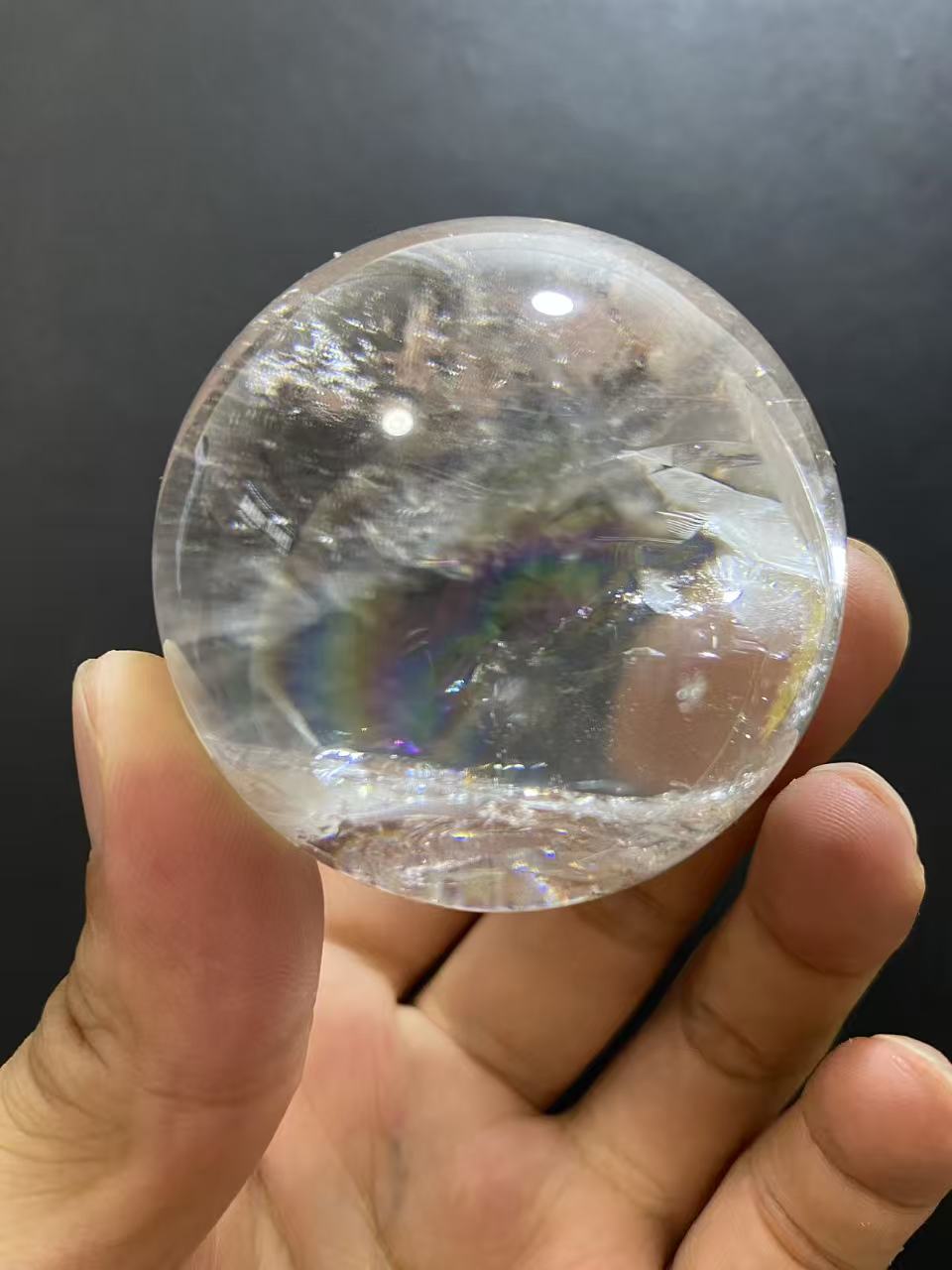 Natural Rainbow Quartz Sphere — Hand-Polished Crystal Ball for Home Decor