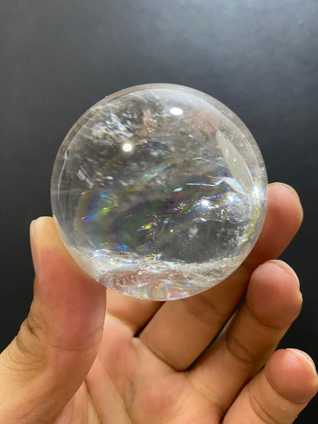 Natural Rainbow Quartz Sphere — Hand-Polished Crystal Ball for Home Decor