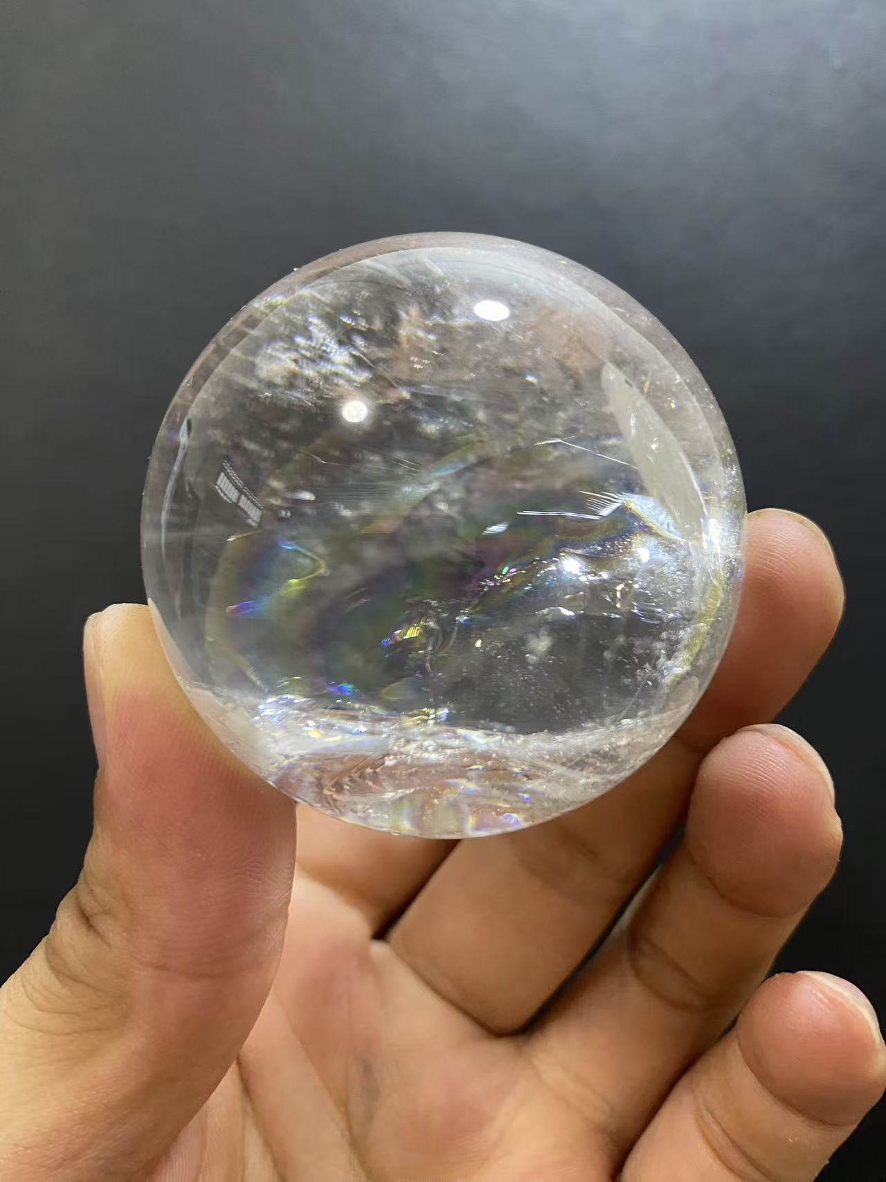Natural Rainbow Quartz Sphere — Hand-Polished Crystal Ball for Home Decor