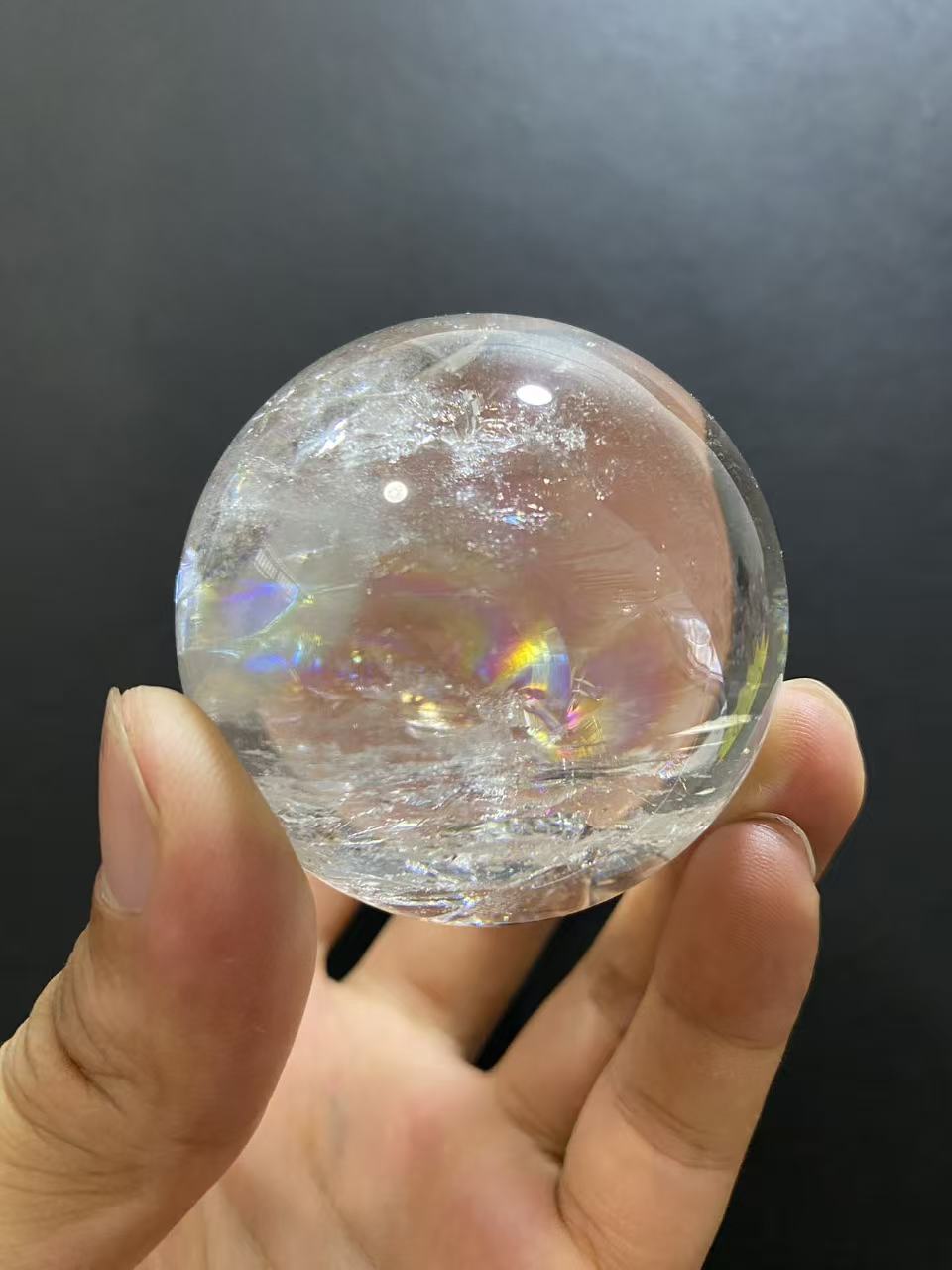 Natural Rainbow Quartz Sphere — Hand-Polished Crystal Ball for Home Decor
