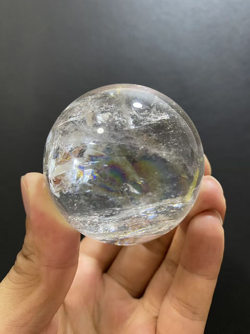 Natural Rainbow Quartz Sphere — Hand-Polished Crystal Ball for Home Decor