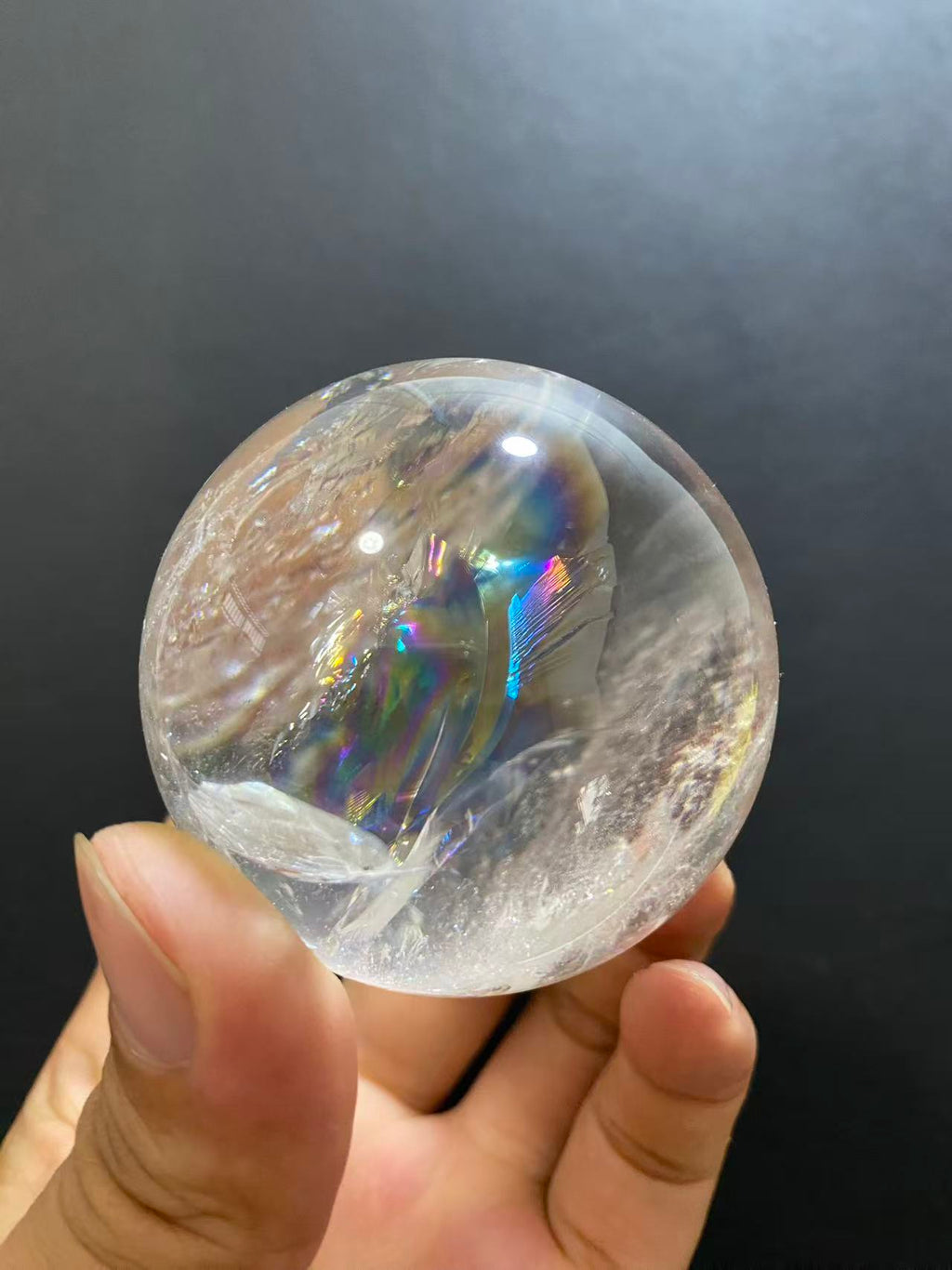 Natural Rainbow Quartz Sphere — Hand-Polished Crystal Ball for Home Decor