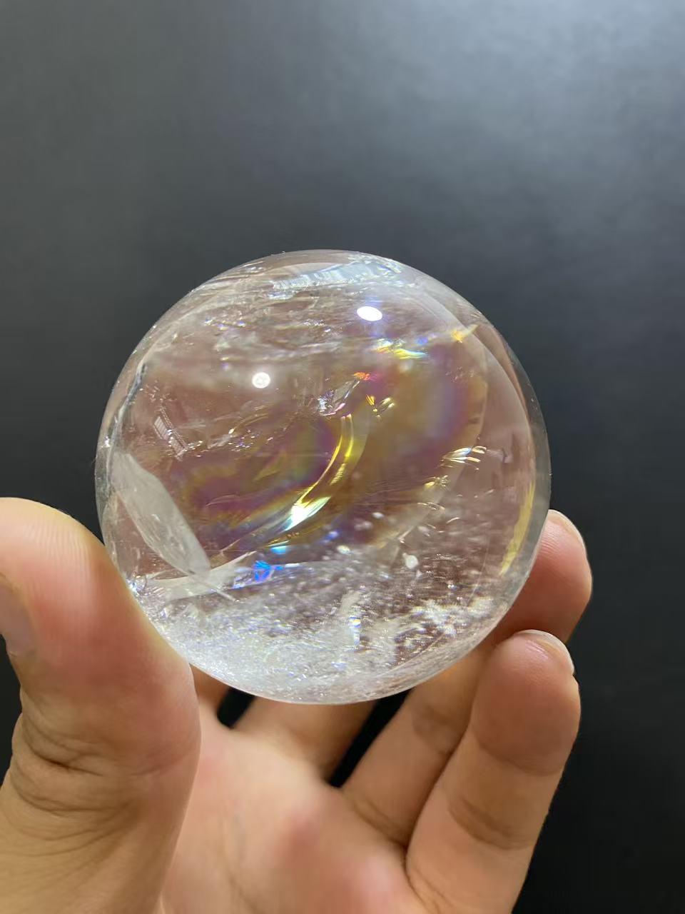 Natural Rainbow Quartz Sphere — Hand-Polished Crystal Ball for Home Decor