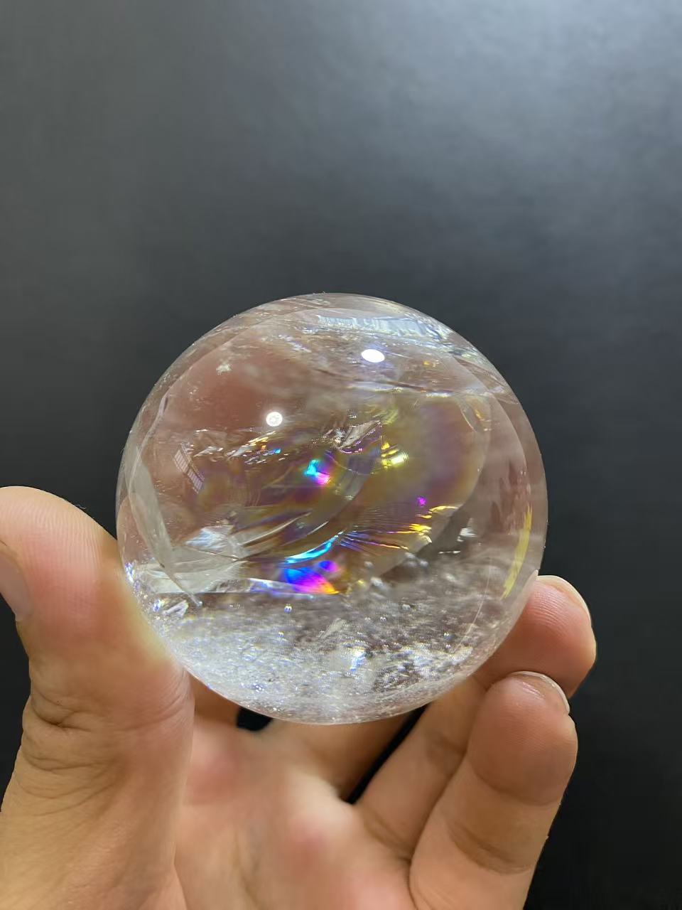 Natural Rainbow Quartz Sphere — Hand-Polished Crystal Ball for Home Decor