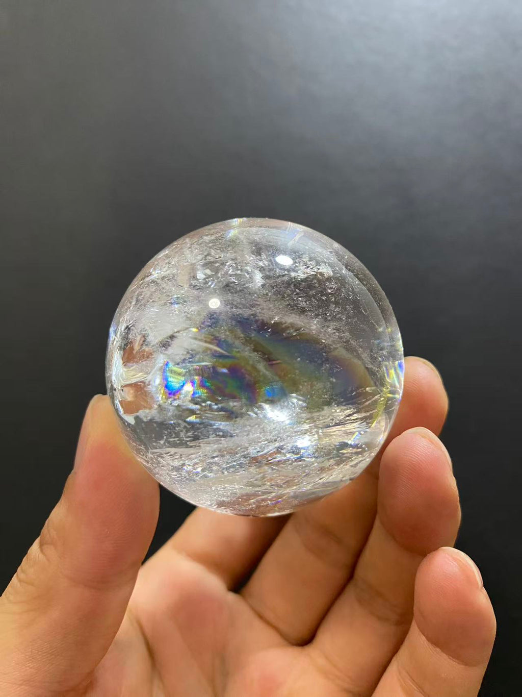 Natural Rainbow Quartz Sphere — Hand-Polished Crystal Ball for Home Decor
