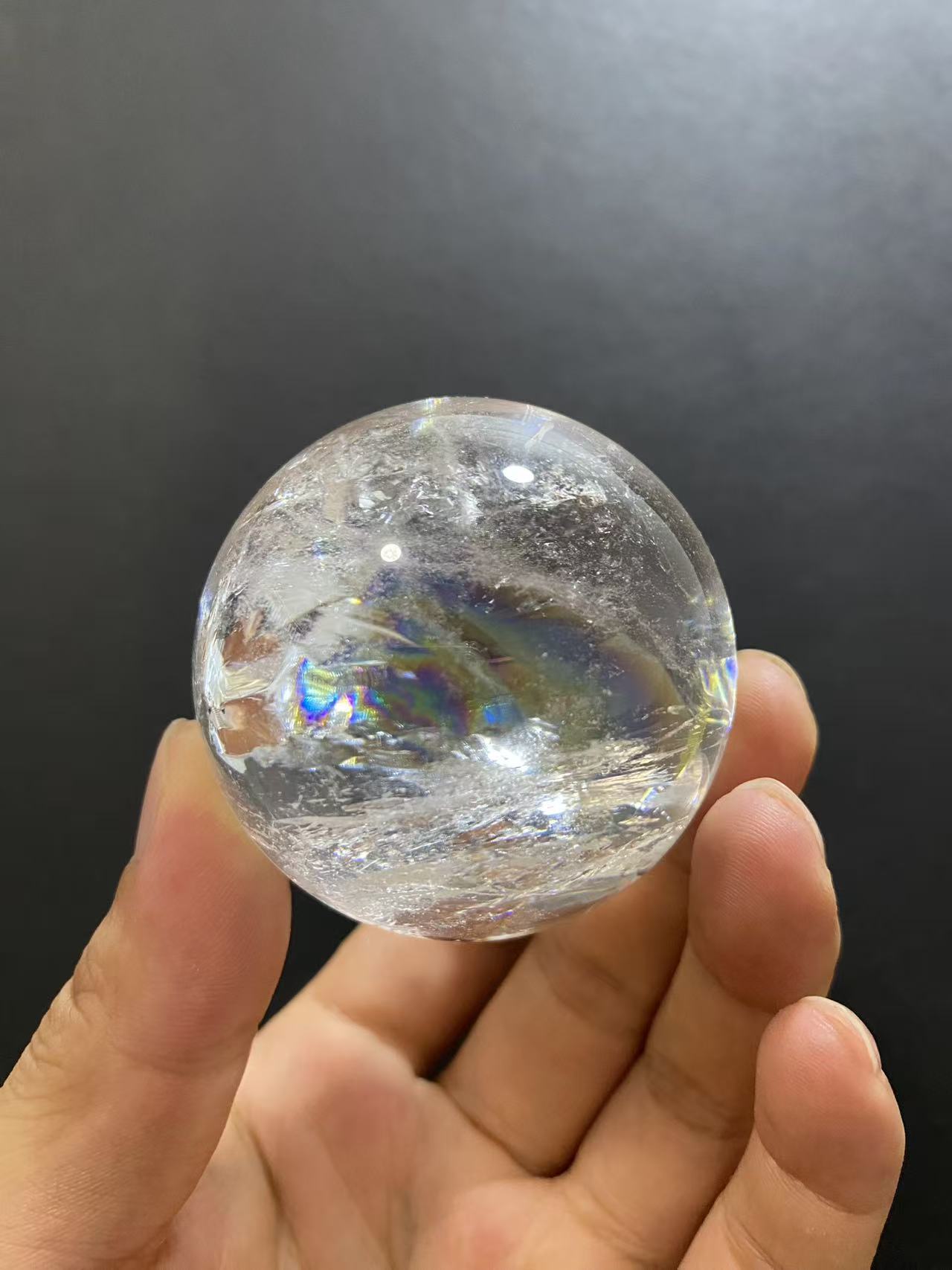 Natural Rainbow Quartz Sphere — Hand-Polished Crystal Ball for Home Decor