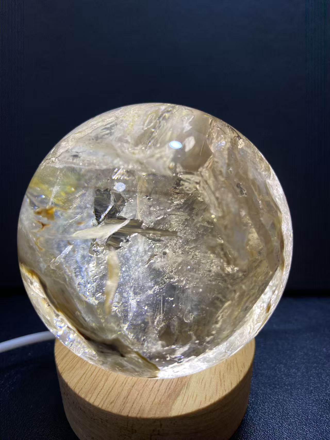 Natural Skeletal Quartz Sphere — Hand-Polished Crystal Ball for Home Decor