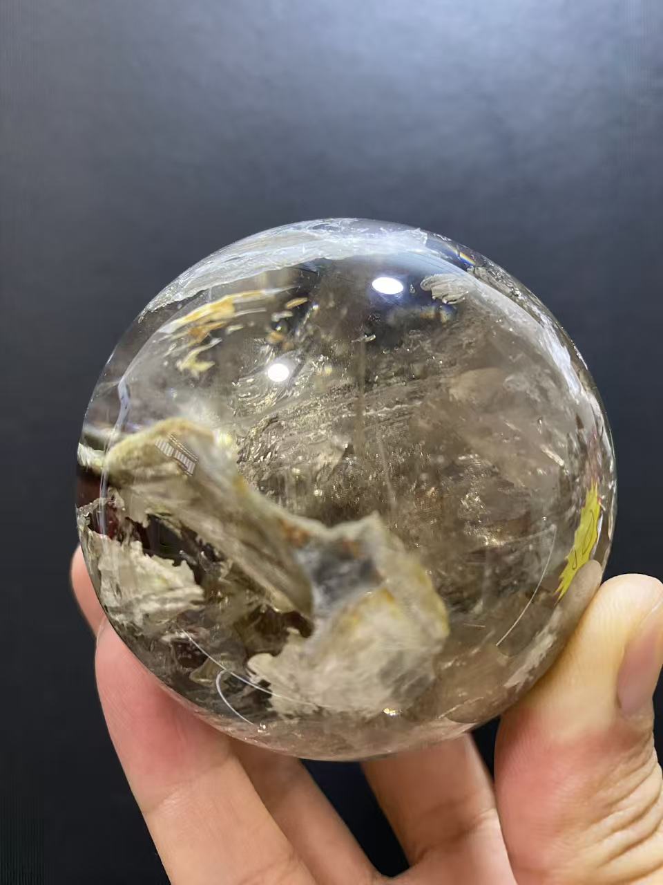 Natural Skeletal Quartz Sphere — Hand-Polished Crystal Ball for Home Decor