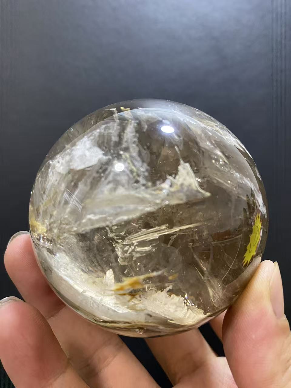 Natural Skeletal Quartz Sphere — Hand-Polished Crystal Ball for Home Decor