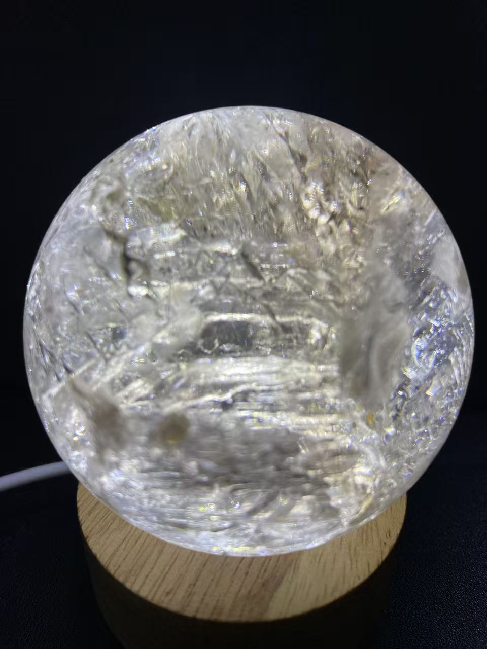 Natural Skeletal Quartz Sphere — Hand-Polished Crystal Ball for Home Decor