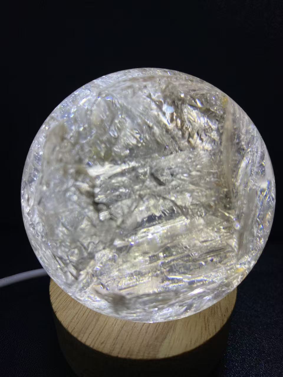Natural Skeletal Quartz Sphere — Hand-Polished Crystal Ball for Home Decor