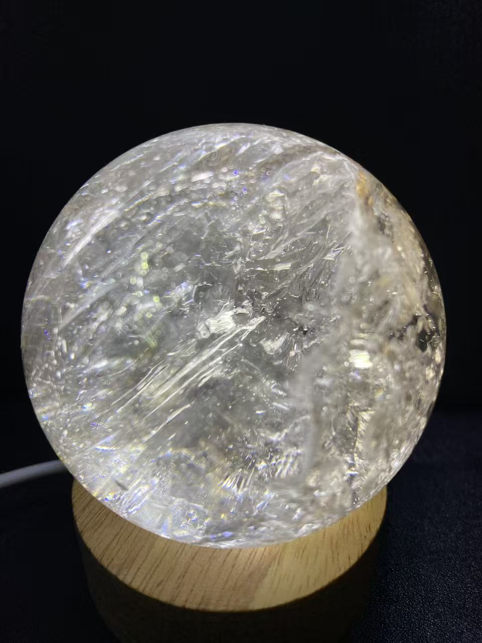 Natural Skeletal Quartz Sphere — Hand-Polished Crystal Ball for Home Decor