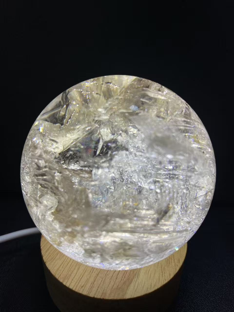 Natural Skeletal Quartz Sphere — Hand-Polished Crystal Ball for Home Decor