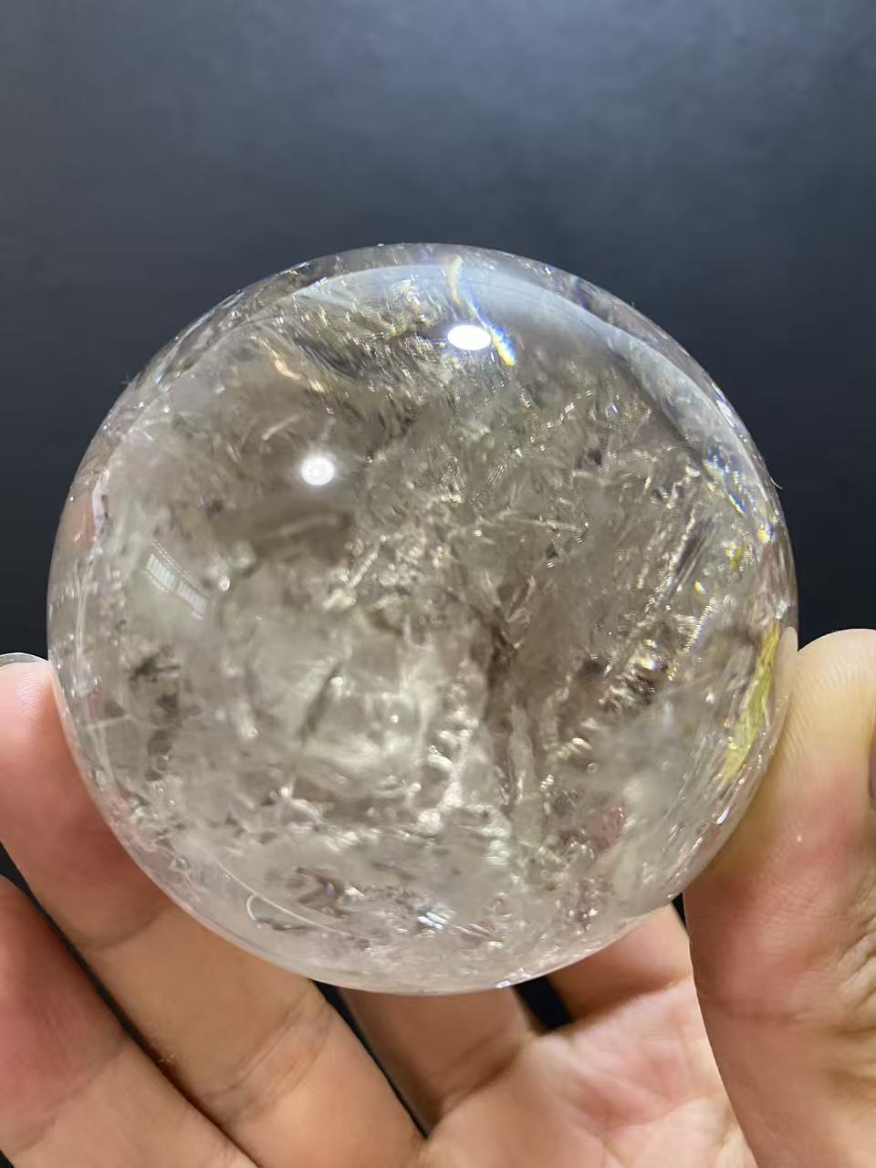 Natural Skeletal Quartz Sphere — Hand-Polished Crystal Ball for Home Decor