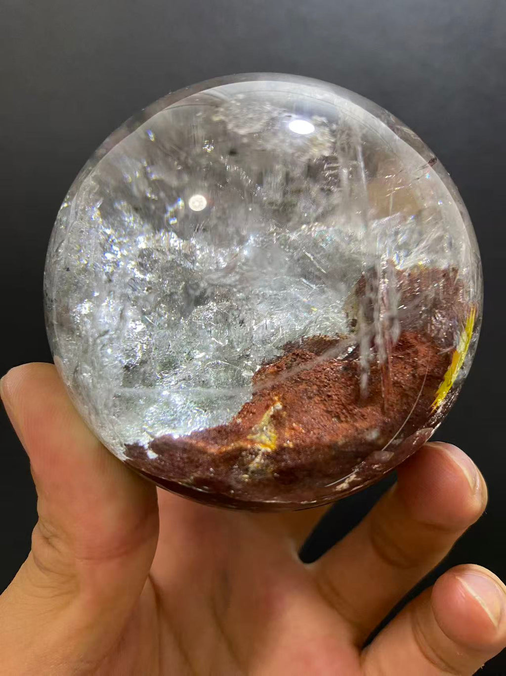 Natural Phantom Quartz Sphere With Internal Phantom Inclusions, Decorative Mineral Ornament
