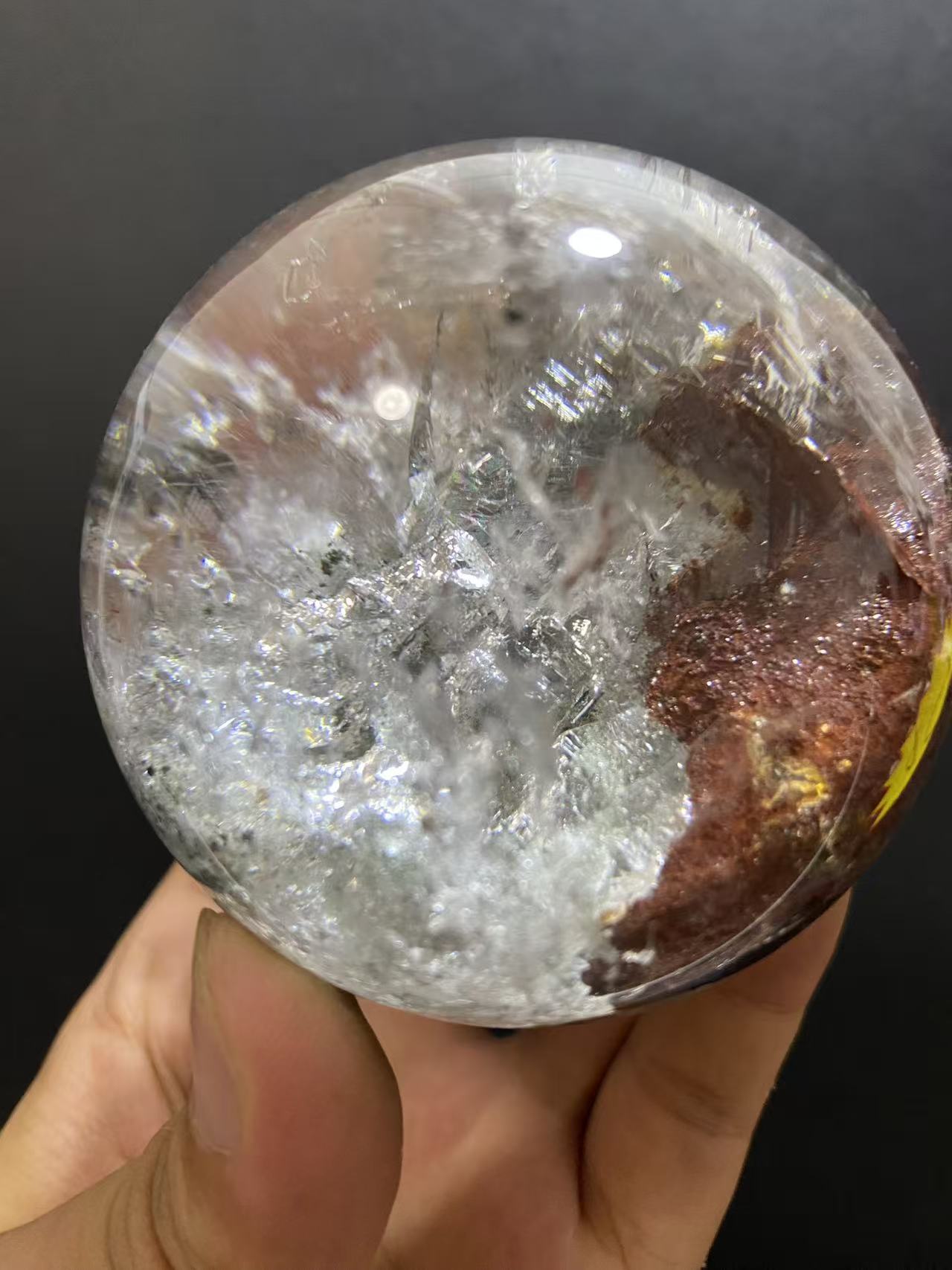 Natural Phantom Quartz Sphere With Internal Phantom Inclusions, Decorative Mineral Ornament
