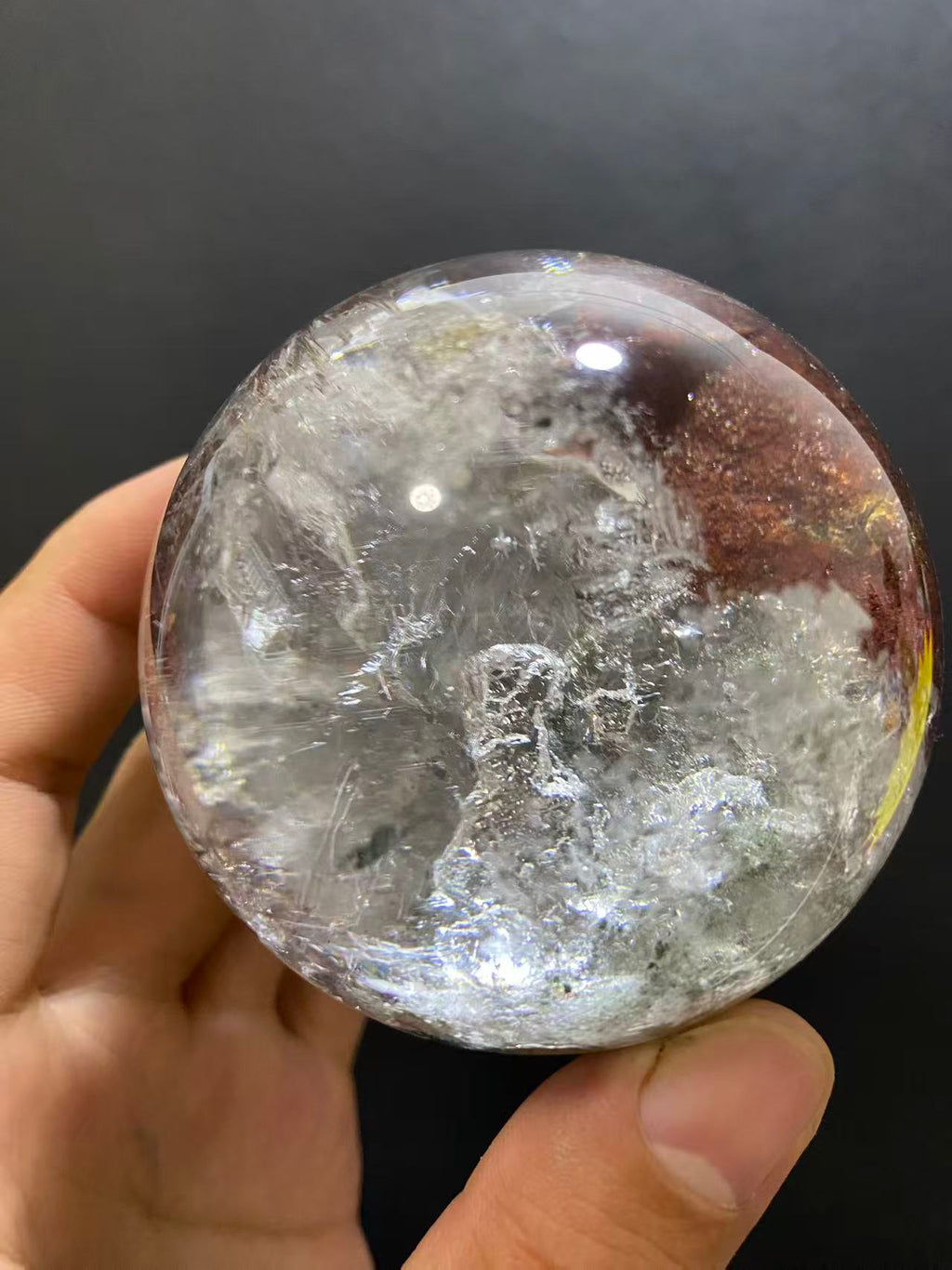 Natural Phantom Quartz Sphere With Internal Phantom Inclusions, Decorative Mineral Ornament