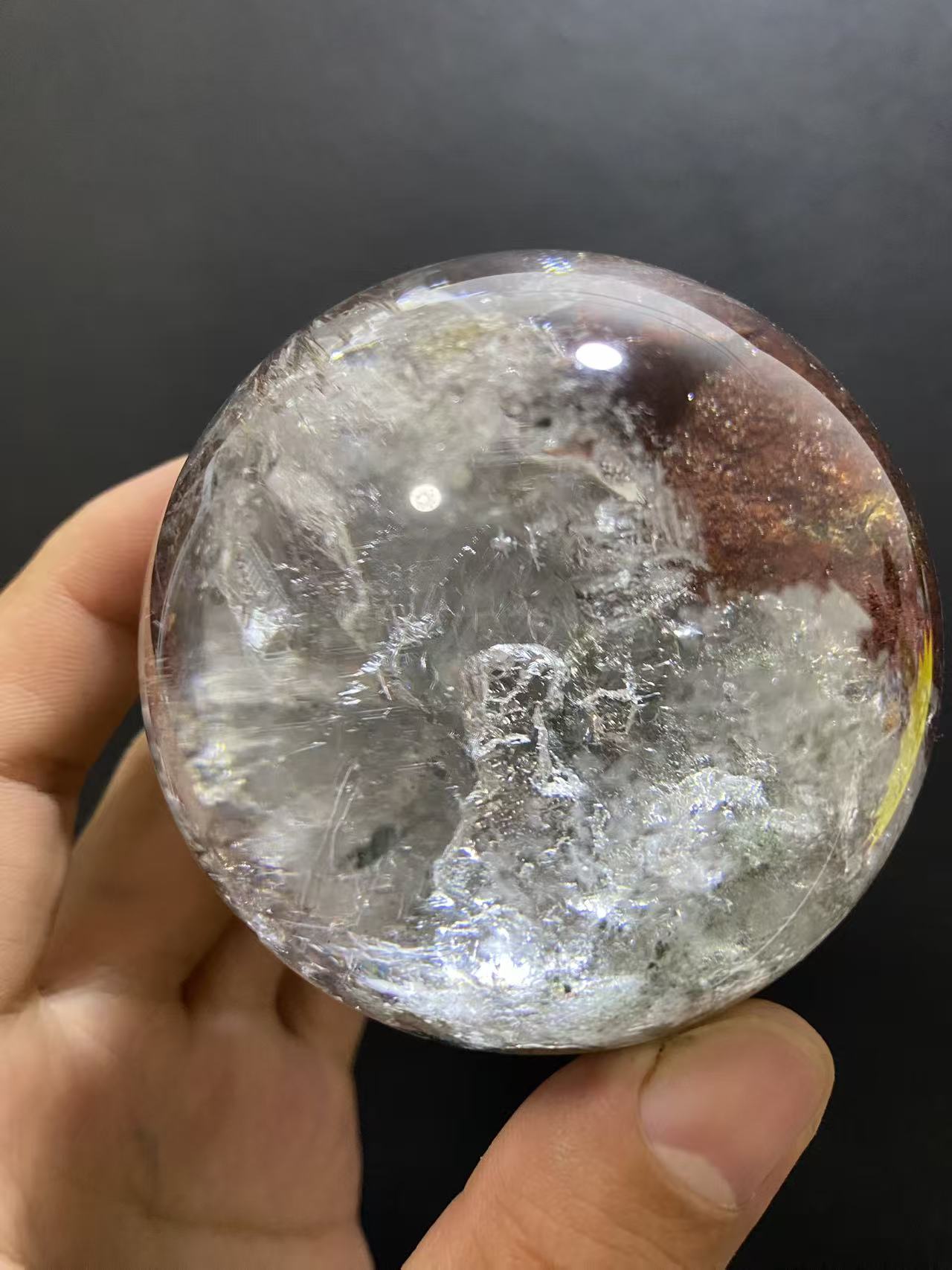 Natural Phantom Quartz Sphere With Internal Phantom Inclusions, Decorative Mineral Ornament