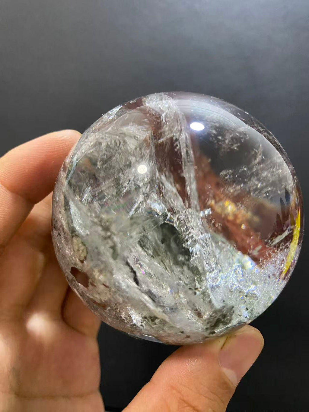 Natural Phantom Quartz Sphere With Internal Phantom Inclusions, Decorative Mineral Ornament