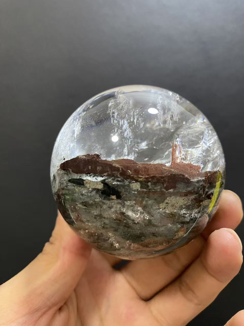 Natural Phantom Quartz Sphere With Internal Phantom Inclusions, Decorative Mineral Ornament