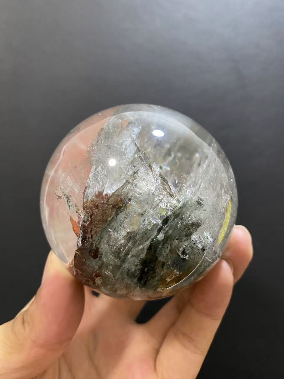 Natural Phantom Quartz Sphere With Internal Phantom Inclusions, Decorative Mineral Ornament