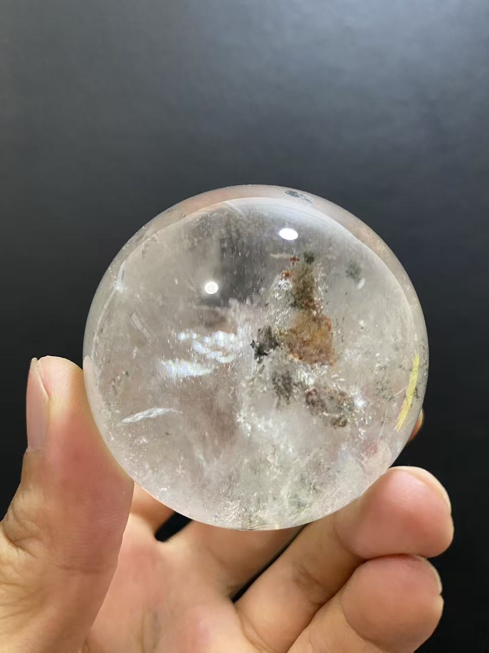 Natural Phantom Quartz Sphere — Hand-Polished Crystal Ball for Home Decor