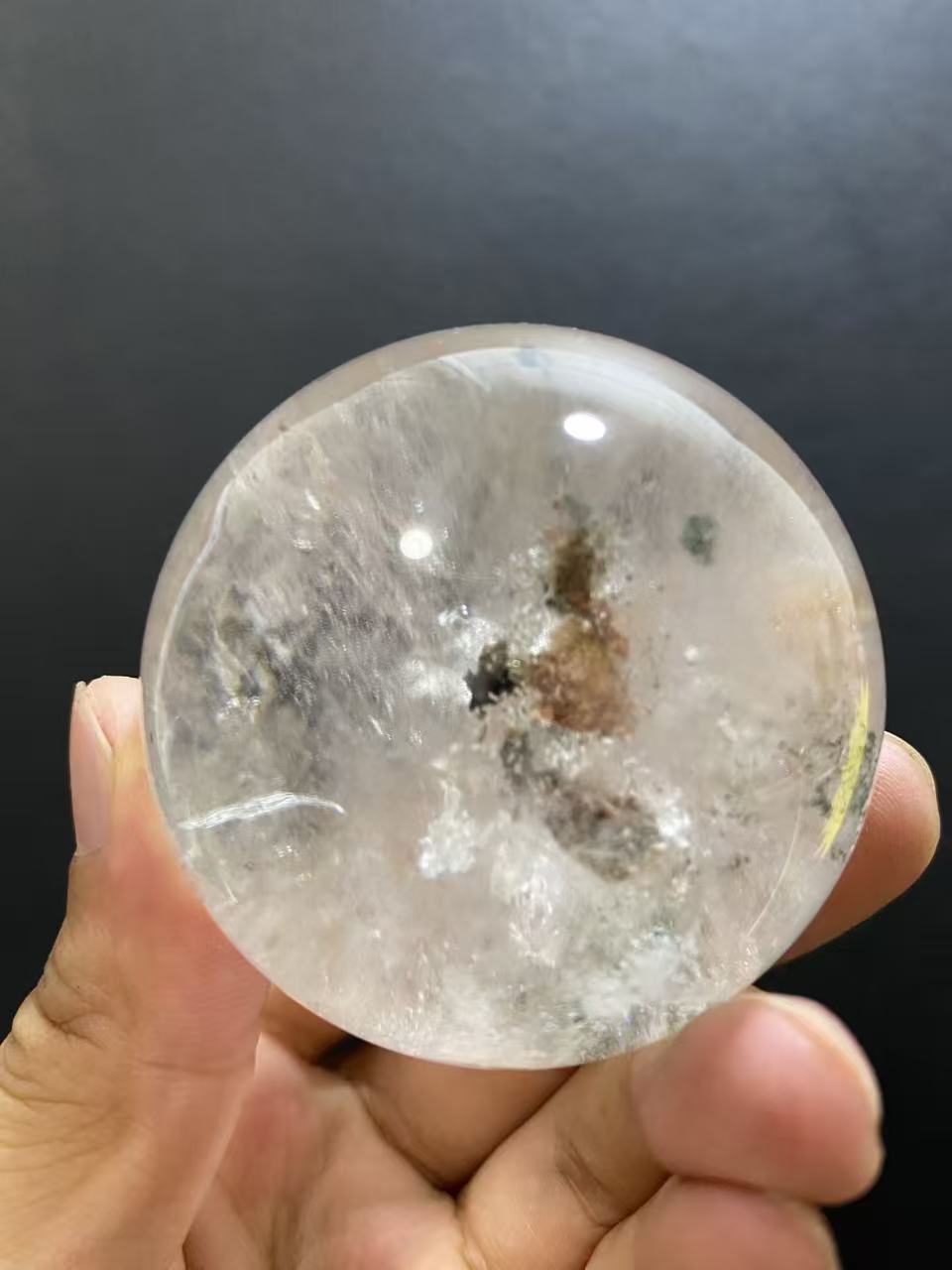 Natural Phantom Quartz Sphere — Hand-Polished Crystal Ball for Home Decor