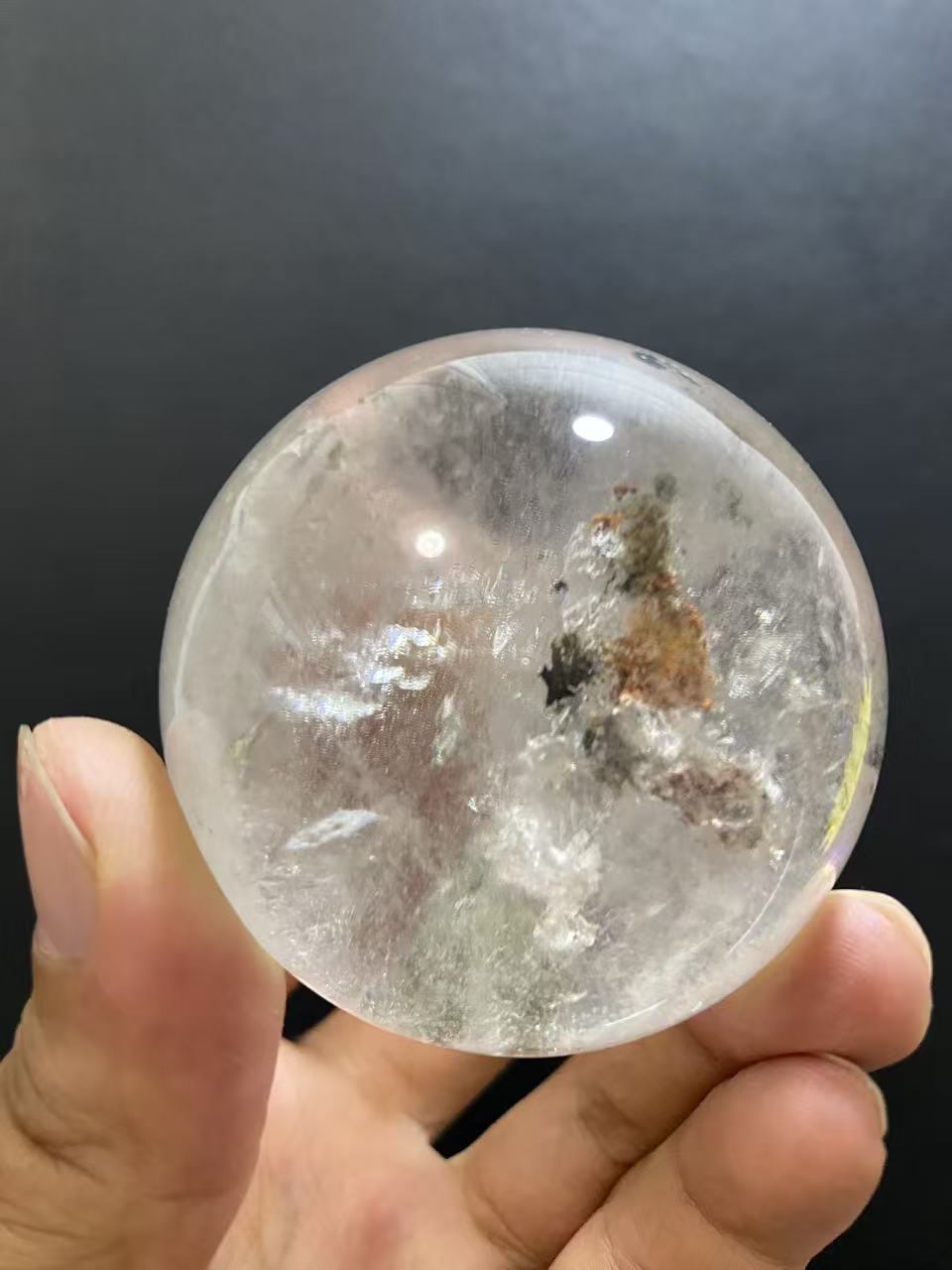 Natural Phantom Quartz Sphere — Hand-Polished Crystal Ball for Home Decor