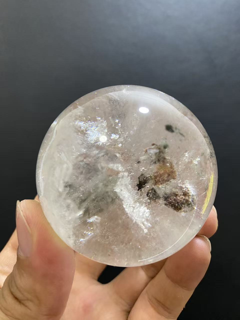Natural Phantom Quartz Sphere — Hand-Polished Crystal Ball for Home Decor