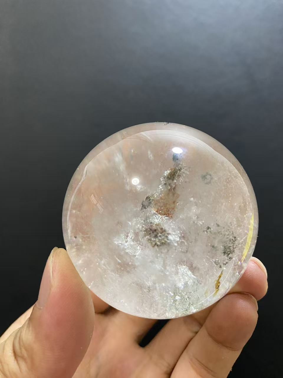 Natural Phantom Quartz Sphere — Hand-Polished Crystal Ball for Home Decor