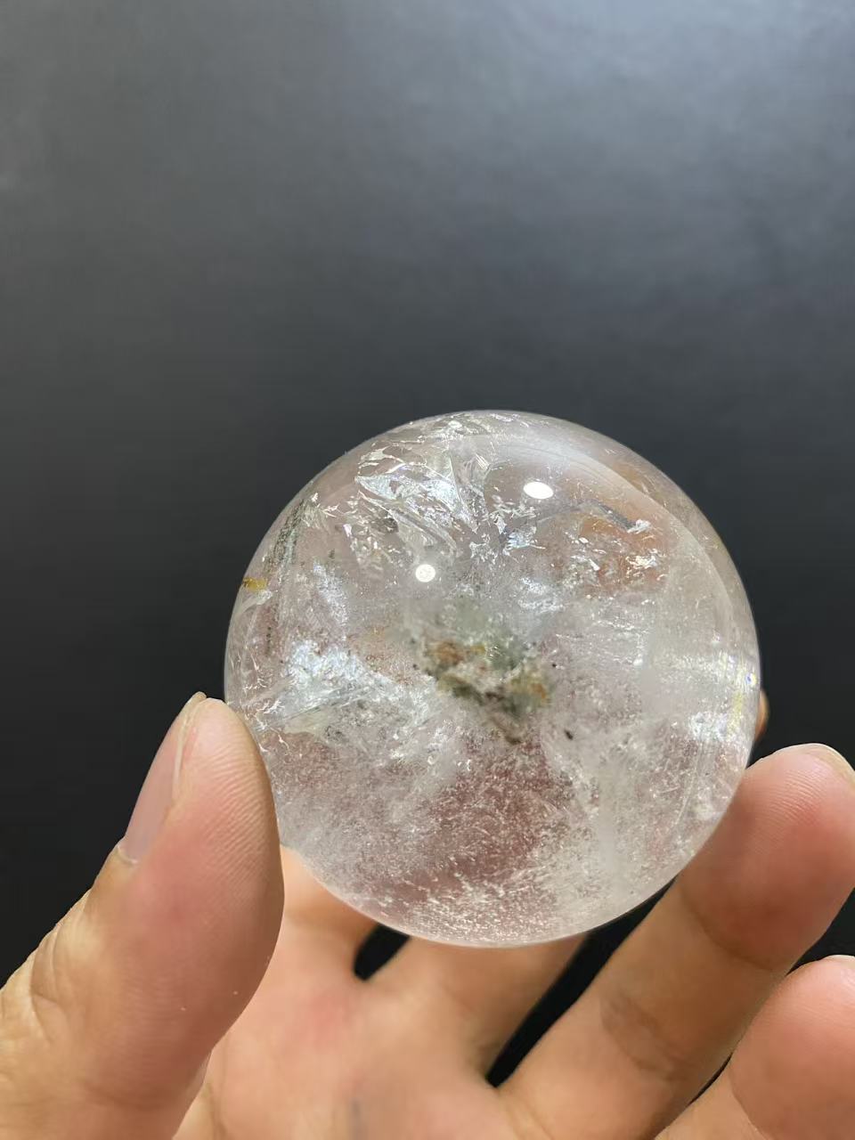 Natural Phantom Quartz Sphere — Hand-Polished Crystal Ball for Home Decor