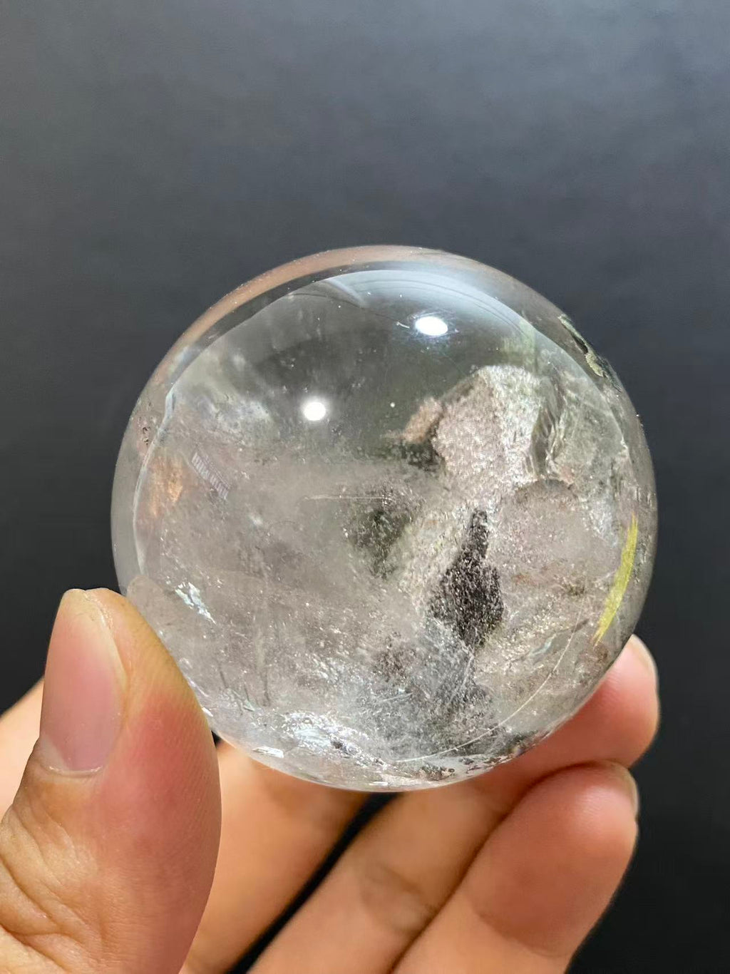 Natural Phantom Quartz Sphere — Hand-Polished Crystal Ball for Home Decor