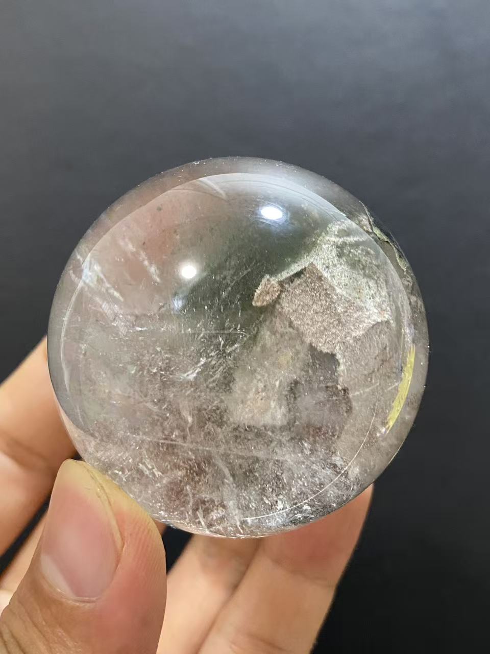 Natural Phantom Quartz Sphere — Hand-Polished Crystal Ball for Home Decor