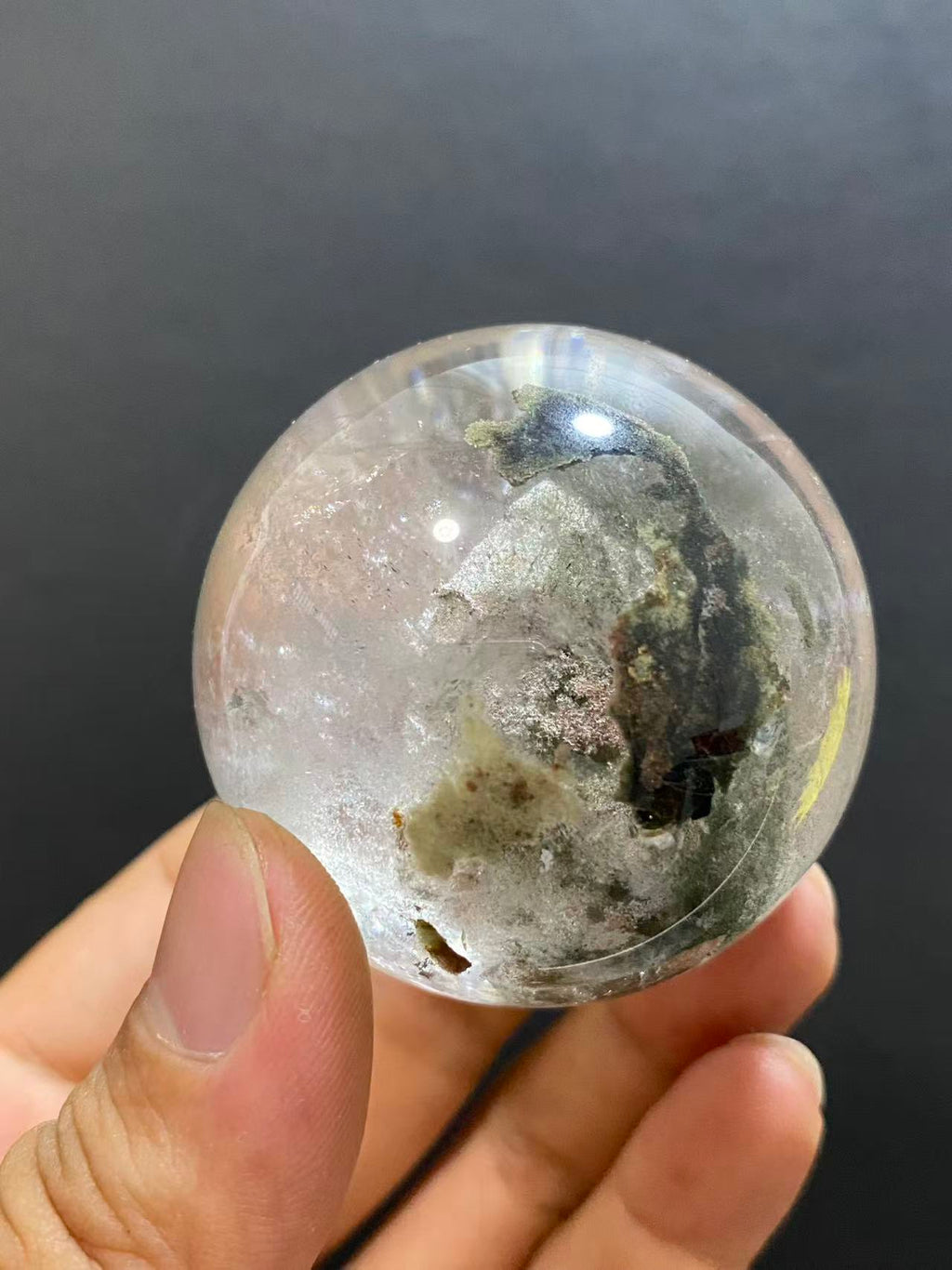 Natural Phantom Quartz Sphere — Hand-Polished Crystal Ball for Home Decor