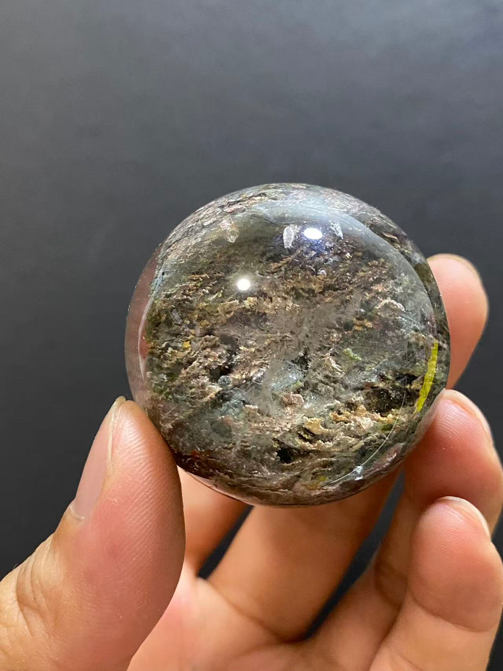 Natural Phantom Quartz Sphere With Internal Phantom Inclusions, Decorative Mineral Ornament
