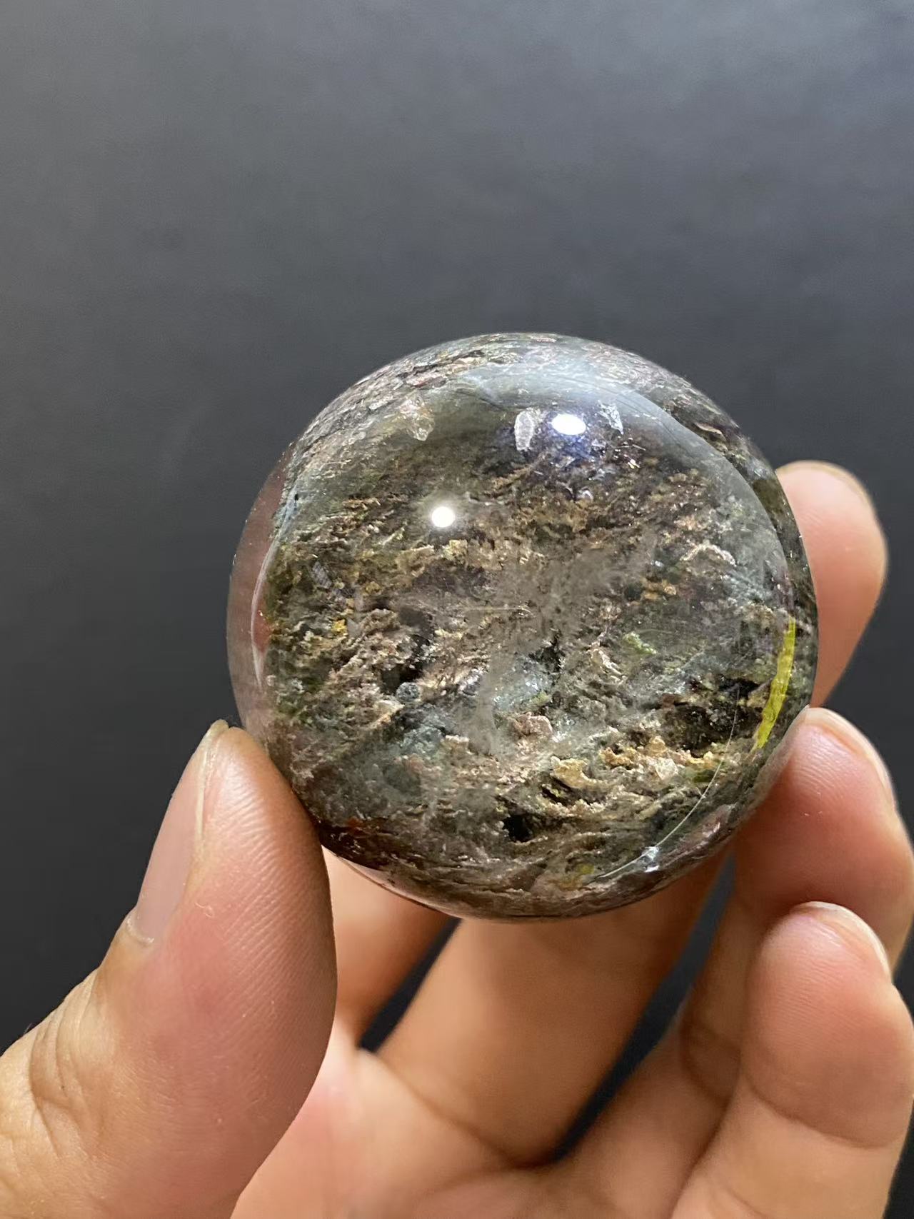 Natural Phantom Quartz Sphere With Internal Phantom Inclusions, Decorative Mineral Ornament