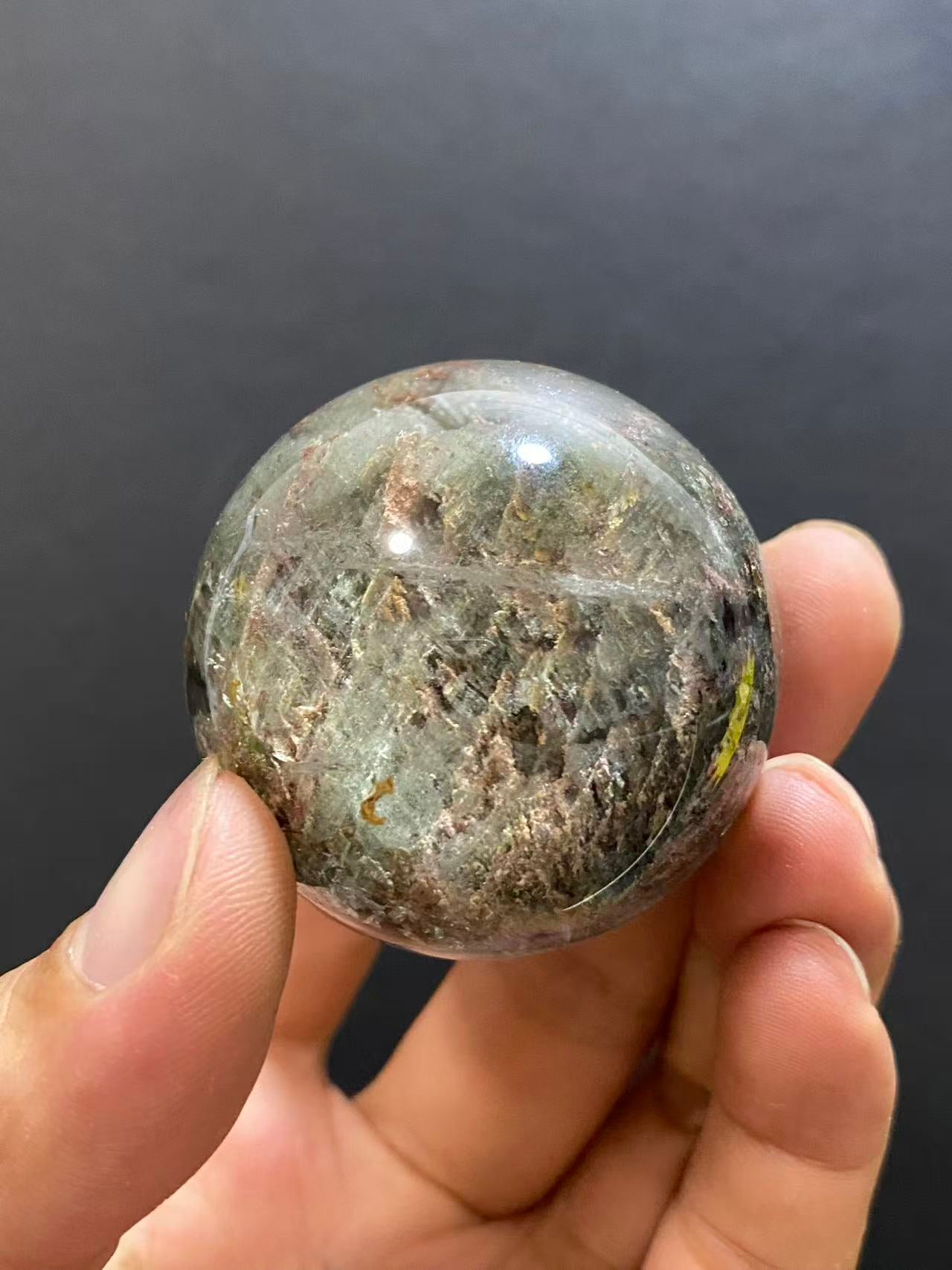 Natural Phantom Quartz Sphere With Internal Phantom Inclusions, Decorative Mineral Ornament