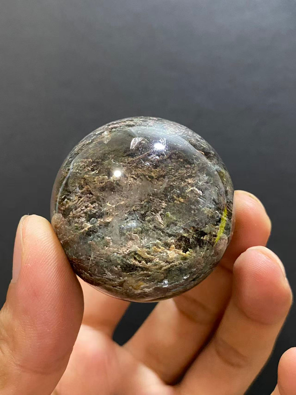 Natural Phantom Quartz Sphere With Internal Phantom Inclusions, Decorative Mineral Ornament